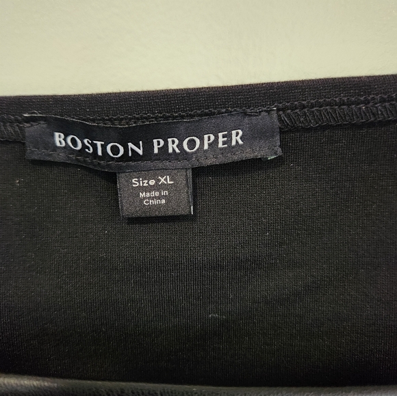 NWOT Boston Proper faux leather puff sleeve black top, XL - Picture 2 of 4